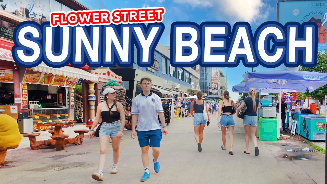 SUNNY BEACH | Shops, Bars and Restaurants of Sunny Beach Bulgaria | 4K Walking Tour