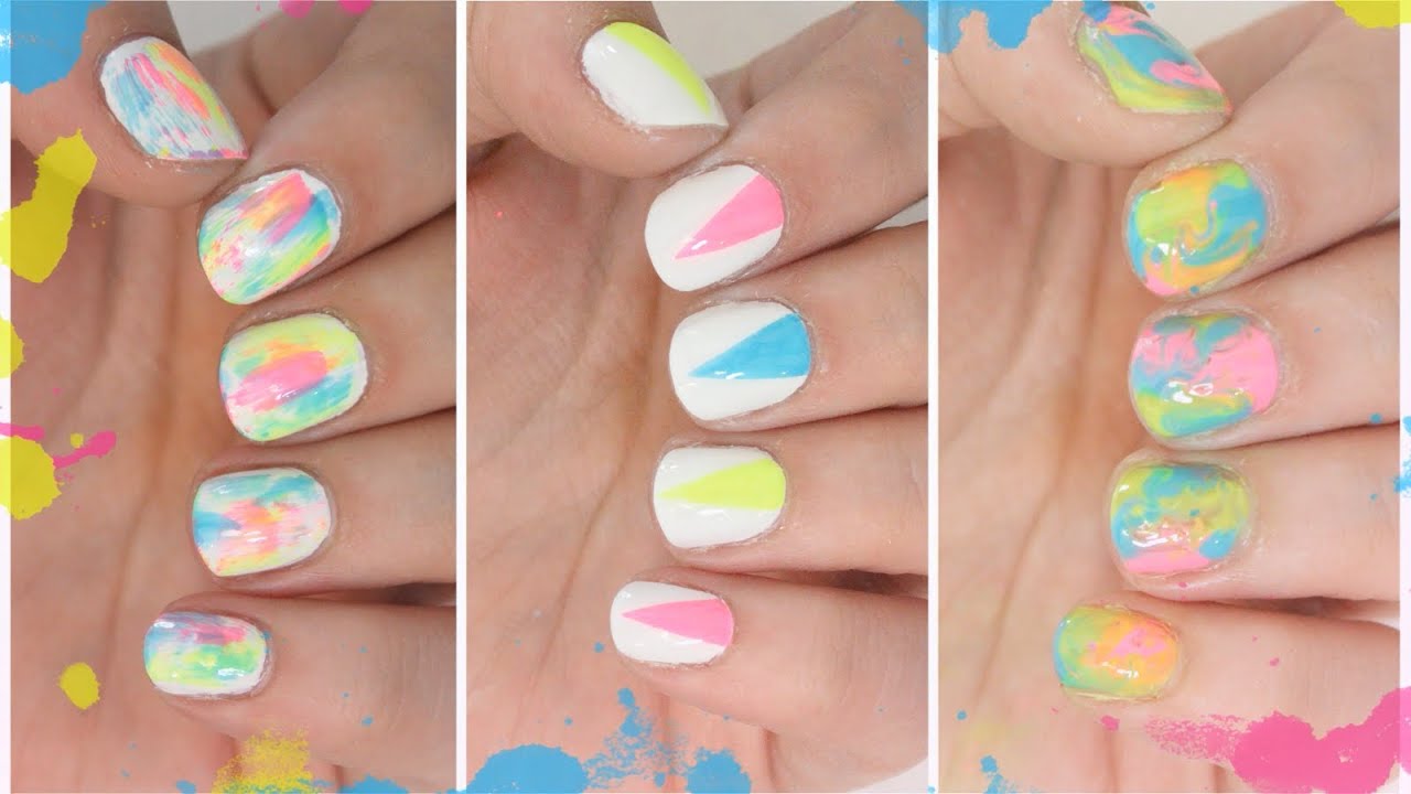 3 EASY NEON Summer Nail Art Designs