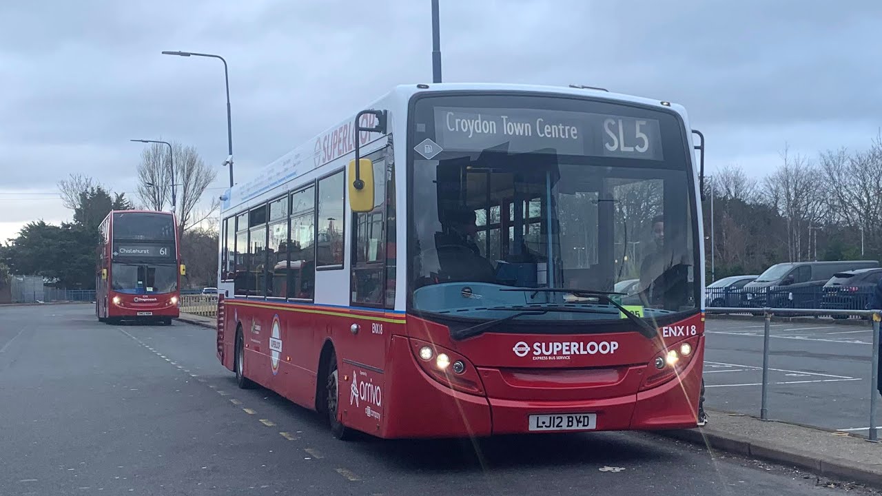 FRV. Superloop Route SL5 - Croydon Library to Bromley North Station  - ENX18, LJ12BYD. ADL Enviro200