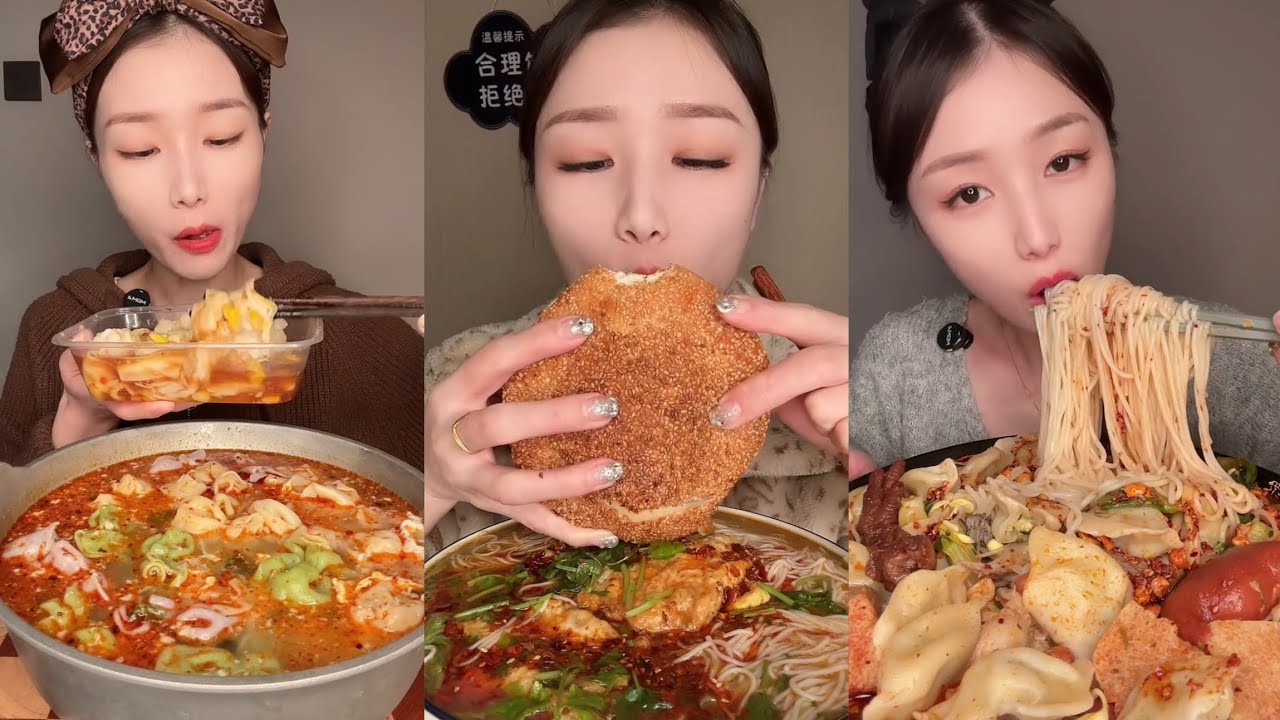 Mukbang part: Eating spicy 🥵noodles frie noodles🍜with Chinese food #eatingshow #delicious #soup 