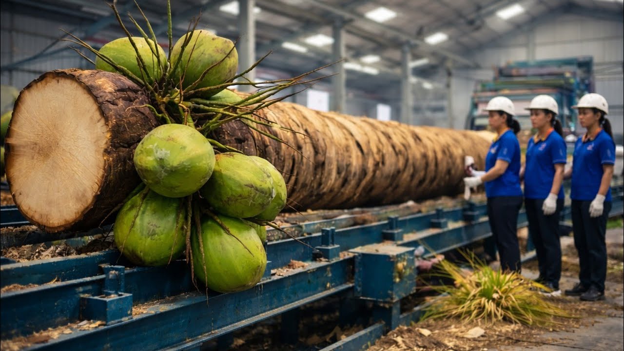 Inside a Real Coconut Factory | Fresh Coconut Tree Processing
