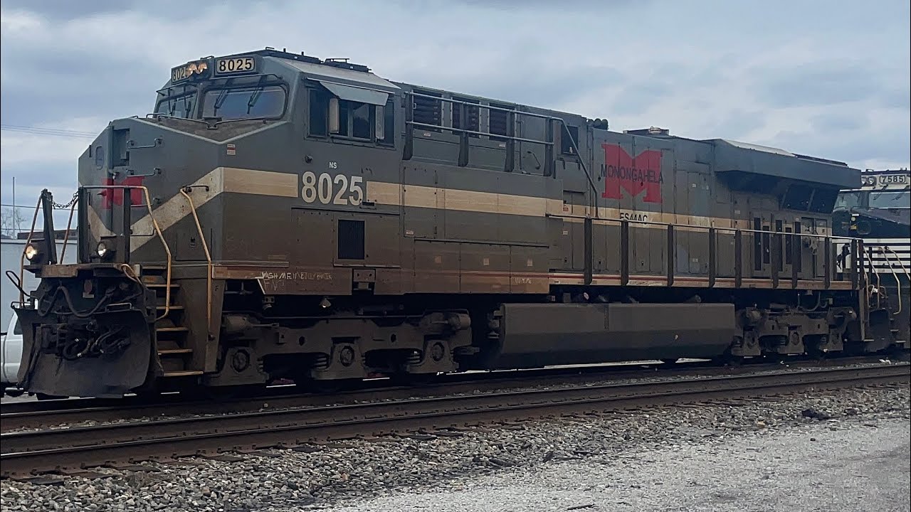 Ns 8025 monongahela heritage unit leads a long manifest 