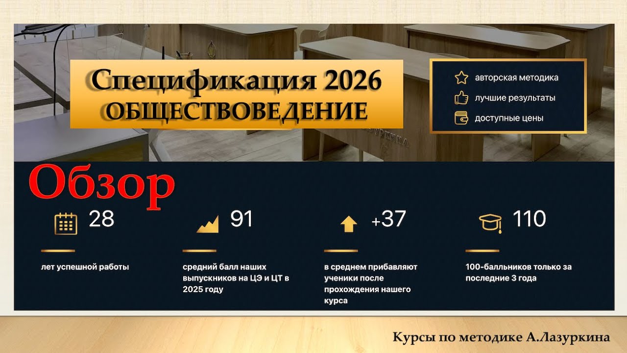 Что будет на ЦЭ и ЦТ Спецификация (обзор).  Обществоведение 2026