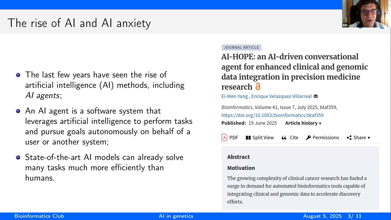 Bioinformatics Club | 5.08 - What is the role of AI in the analysis of genetic variation?