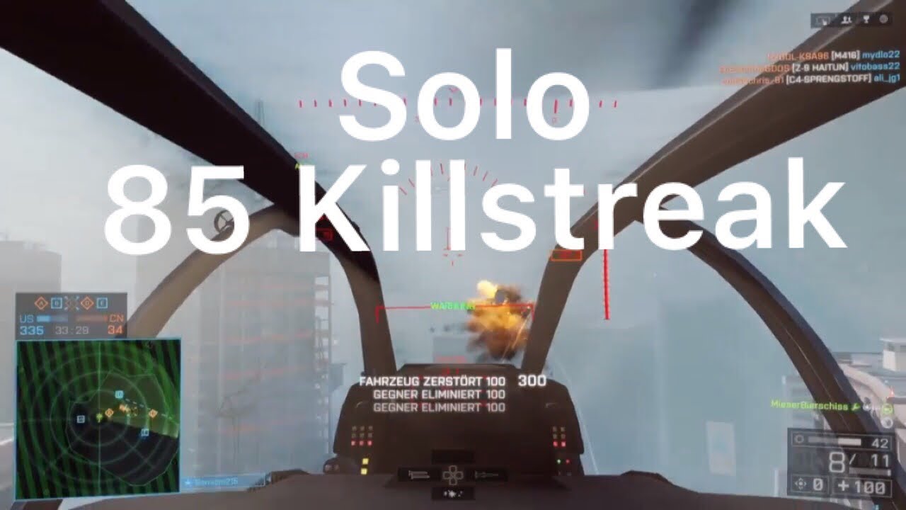Battlefield 4 - 85 Killstreak - Solo Helicopterpilot - PS4