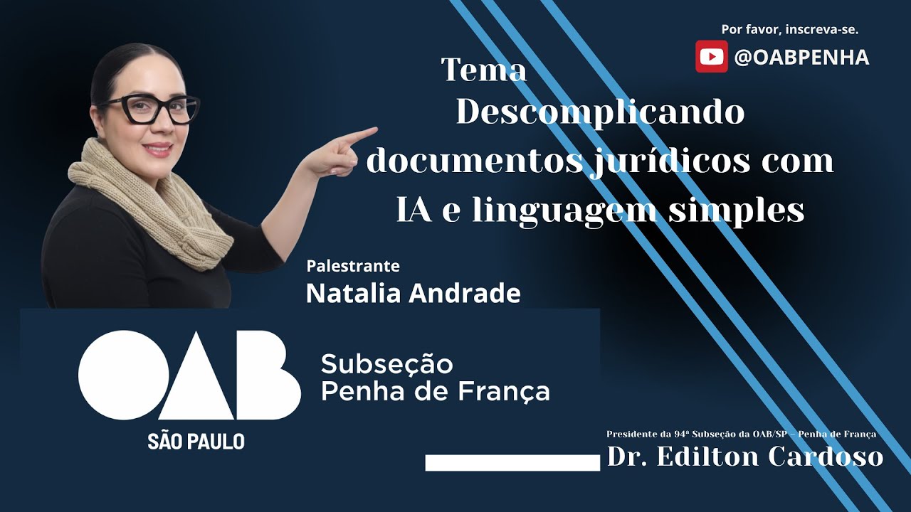 Palestra: Descomplicando documentos jurídicos com IA e linguagem simples