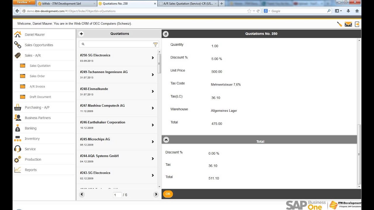 SAP Business One Web Client bWeb