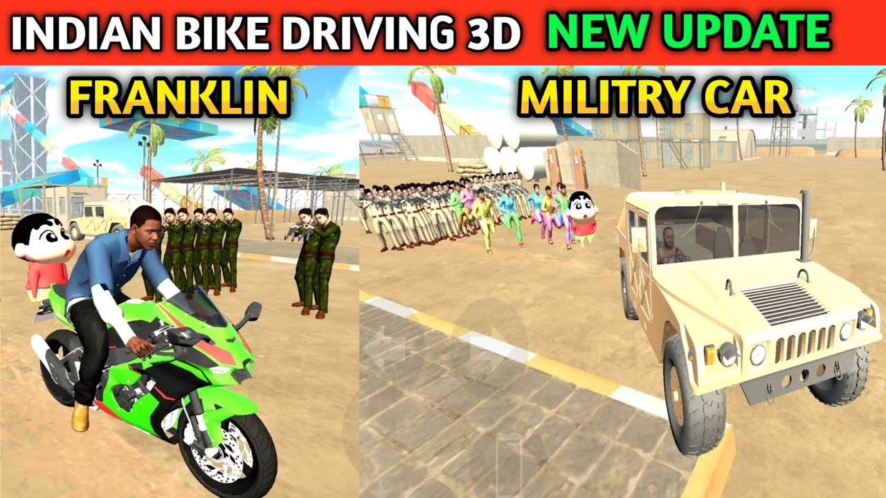 Franklin Character Code | Military Base Car | New Update | Funny Gameplay Indian Bikes Driving 3d 🤣🤣