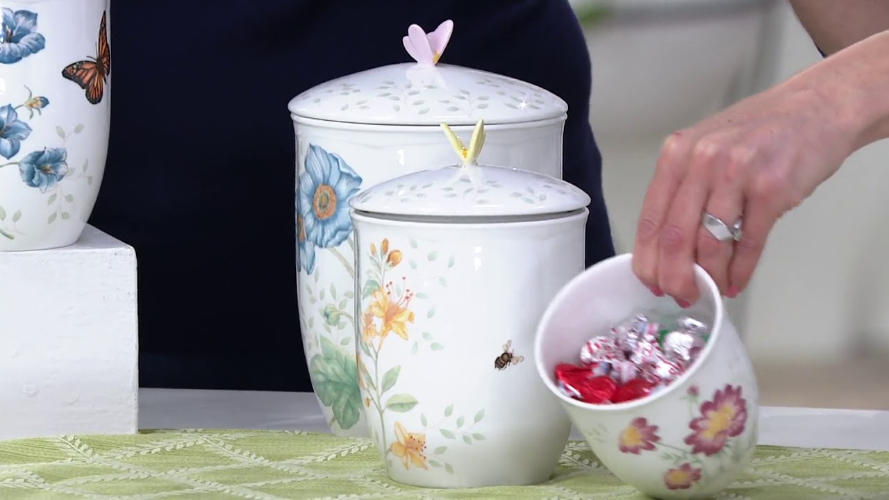 Lenox Butterfly Meadow Porcelain 3-pc Canister Set on QVC