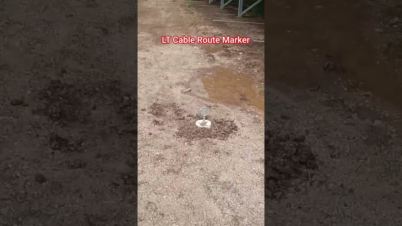 LT cable route marker installed for underground cable tracing and safety. ⚡ #LTCable #ElectricalWork