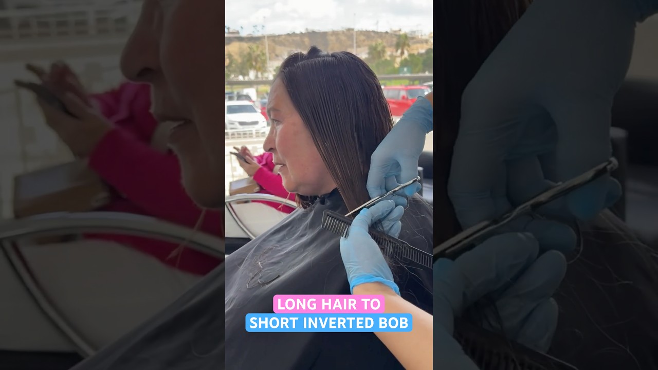LONG HAIR TO SHORT INVERTED BOB HAIRCUT: Complete Tutorial Linked Below! 🔥🔥🔥