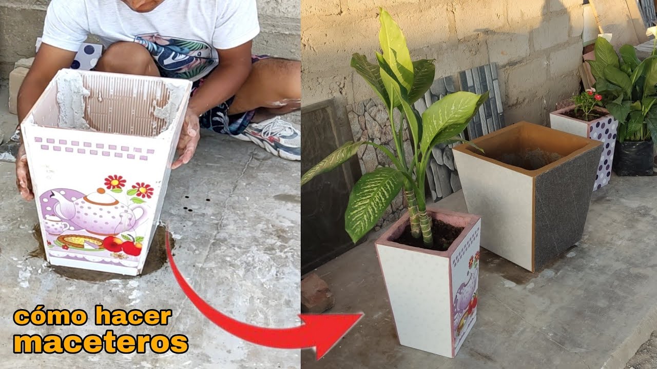 cómo hacer macetas (maceteros de cerámica y cemento) haz maceteros de forma fácil.
