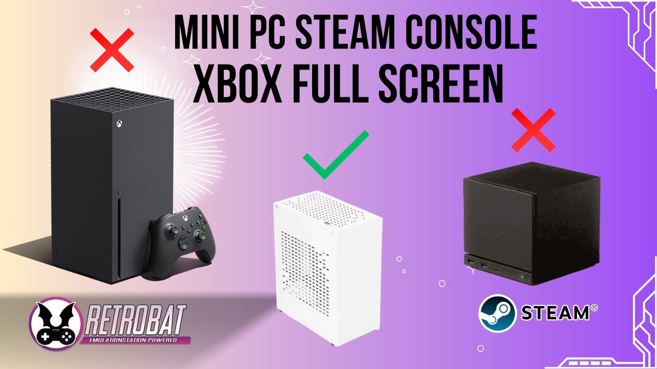 Tiny Steam Machine - консоль Xbox с полноэкранным режимом - RTX 5060 - игры для ПК и Retrobat