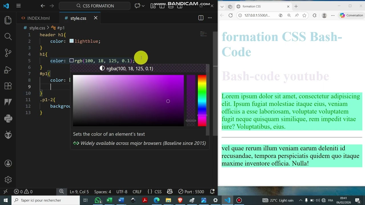 FORMATION CSS #3- COULEUR ET BACKGROUND DEBUT