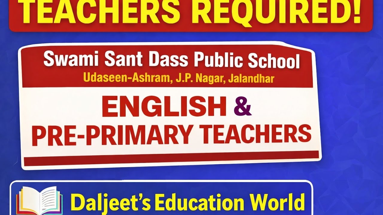 English and Pre-Primary Teachers required. Handsome salary.Hurry Up!! 