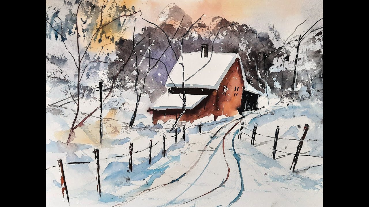 Watercolorpainting learning    - Wintertime