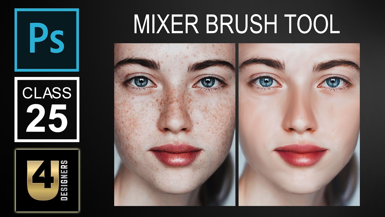 How to Use Mixer Brush Tool Photoshop cc | High-End Skin Retouching | Class 25