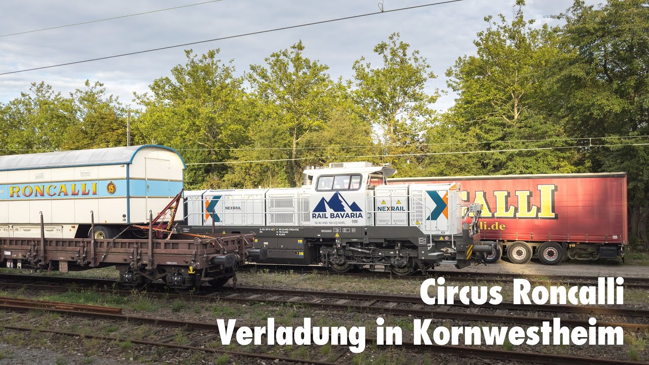 Verladung Roncalli-Zug in Kornwestheim nach 1 Monat Gastspiel im Blühenden Barock Ludwigsburg