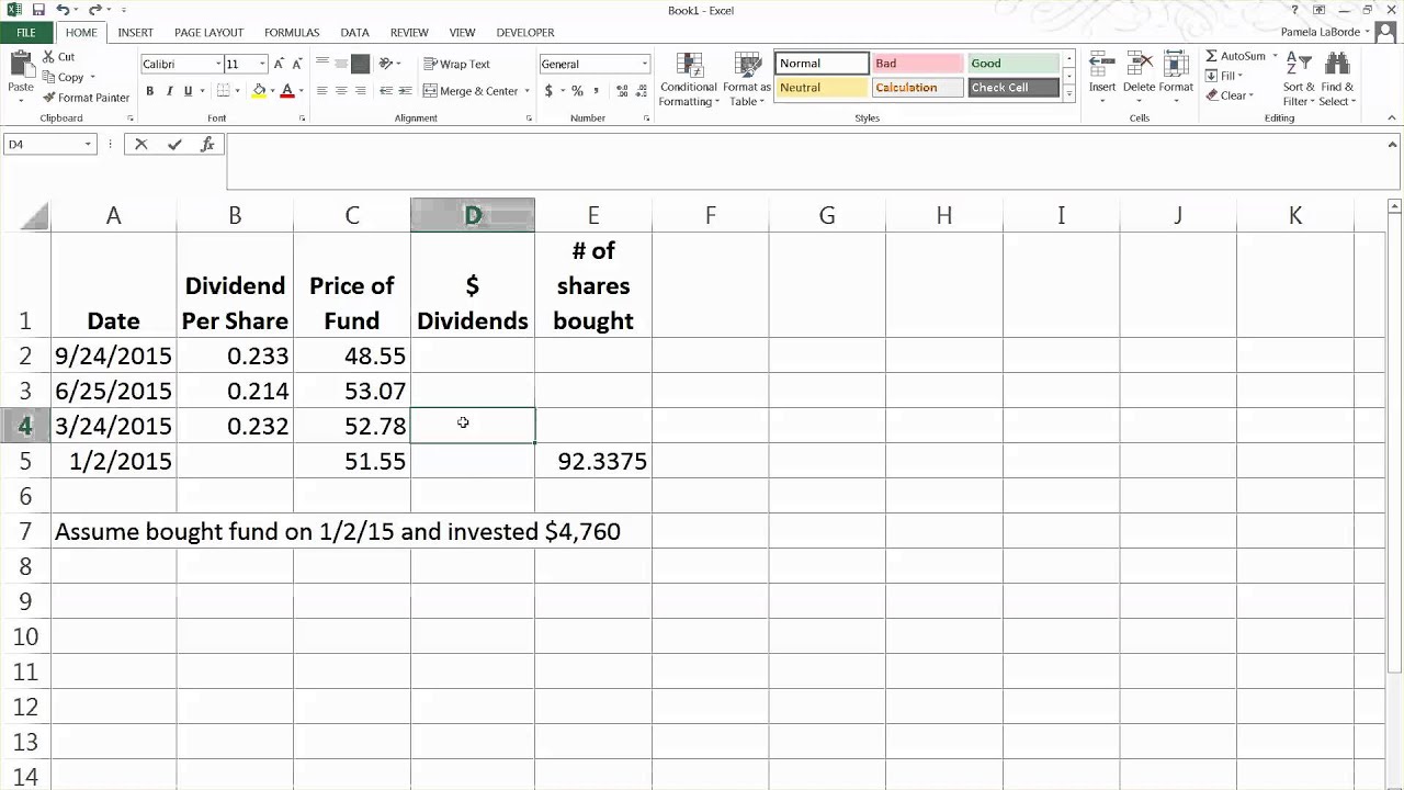 FIN 216 Impact of Dividend Reinvesting on Shares