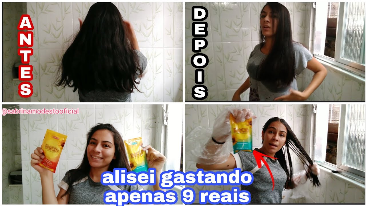 ALISEI MEU CABELO GASTANDO APENAS 9 REAIS