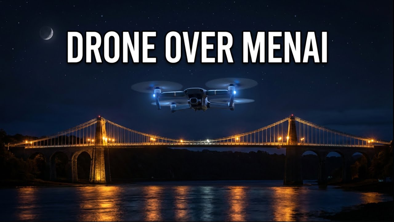 Menai Bridge After Dark | Night Drone Footage