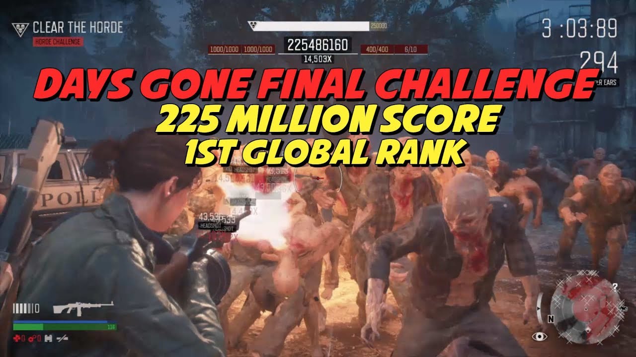 DAYS GONE -225 Million Score - 1st Global Rank - Final Challenge