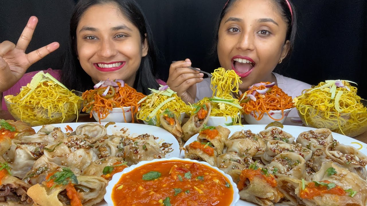 Еда 😋Veg Dimsum🥟, Чоумин, Spring Roll Challenge|Food Challenge|Мукбанг