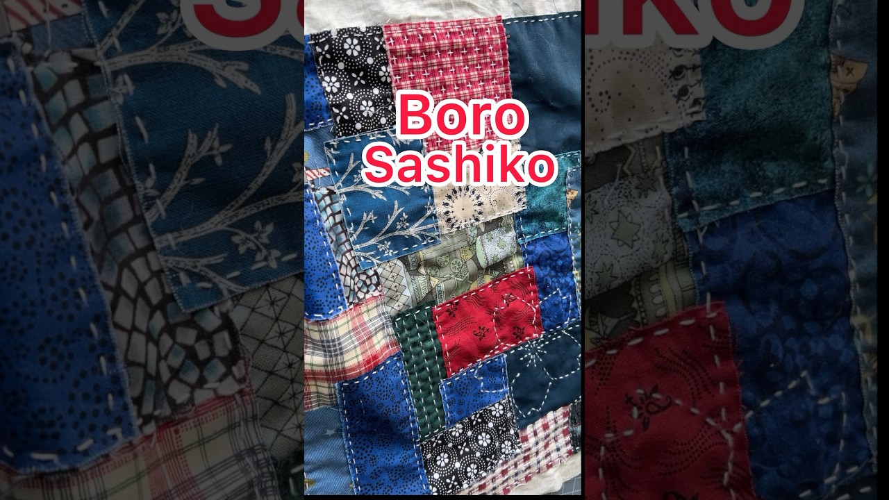Sashiko flowers on Boro-style mat