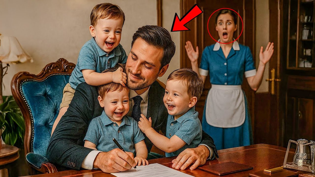 OS TRIGÊMEOS DA FAXINEIRA NÃO SE APROXIMAVAM DE NINGUÉM… ATÉ SE APEGAREM AO EMPRESÁRIO QUE SOFRIA!