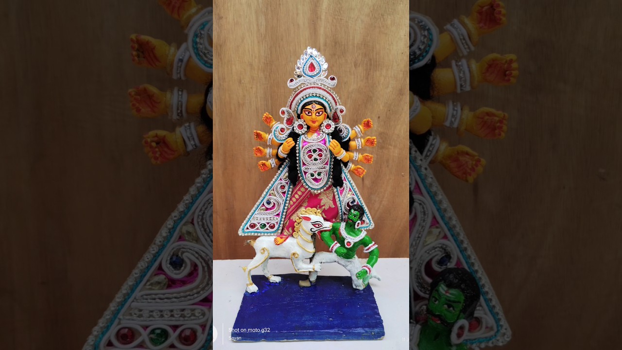 small maa Durga idol making at home #art #durgapuja #mahalaya #youtube #viral #trending #short