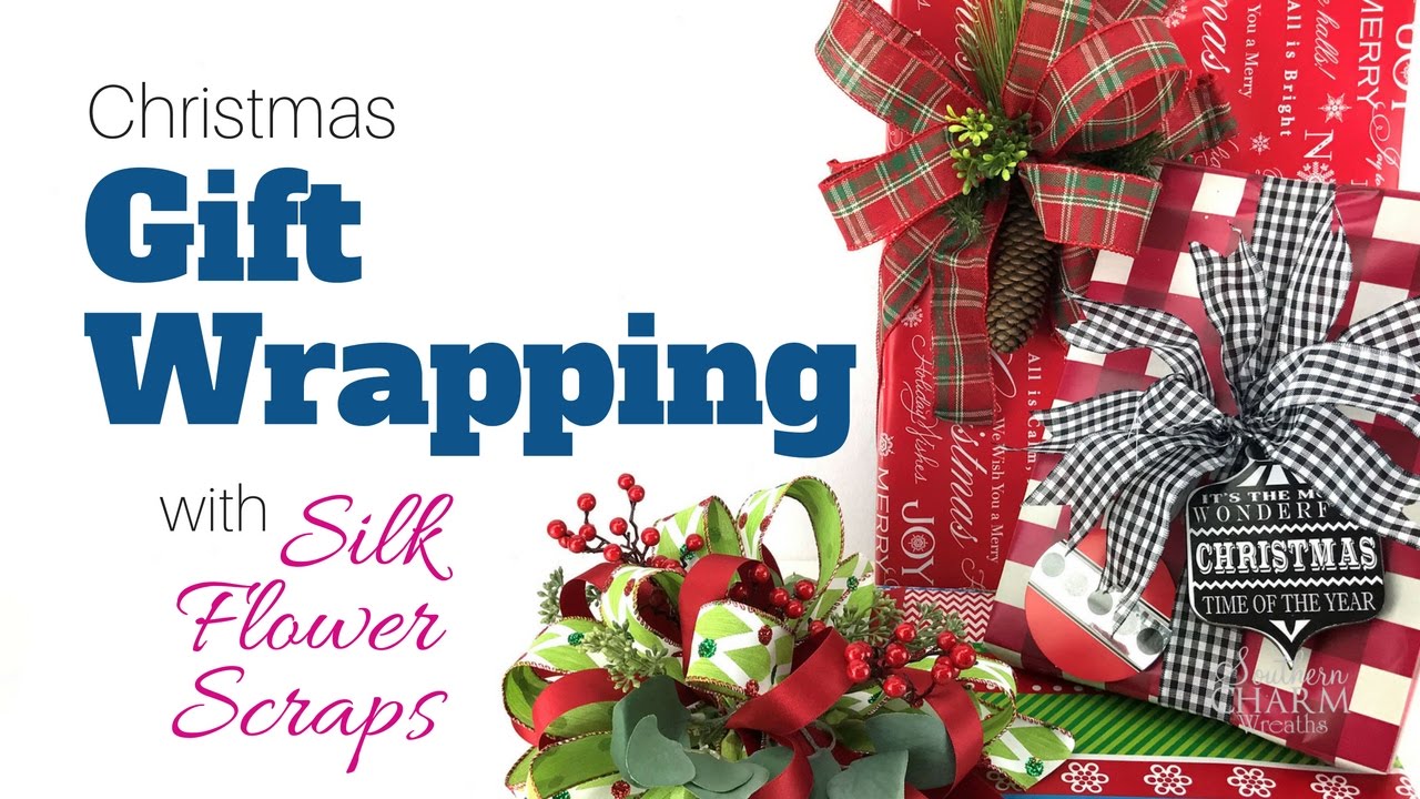 Christmas Gift Wrapping Ideas with Silk Flower Scraps