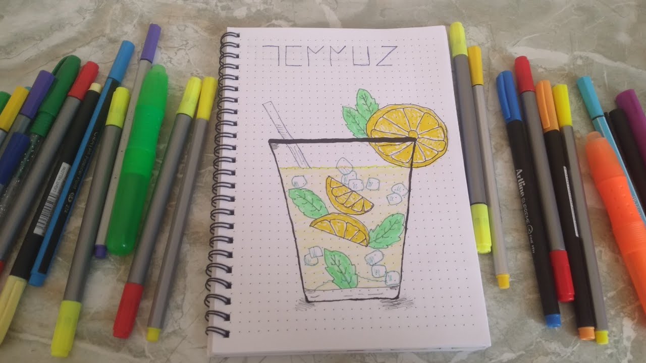 TEMMUZ AYI T&Uuml;RK&Ccedil;E BULLET JOURNAL YAPIMI 🍸🍹