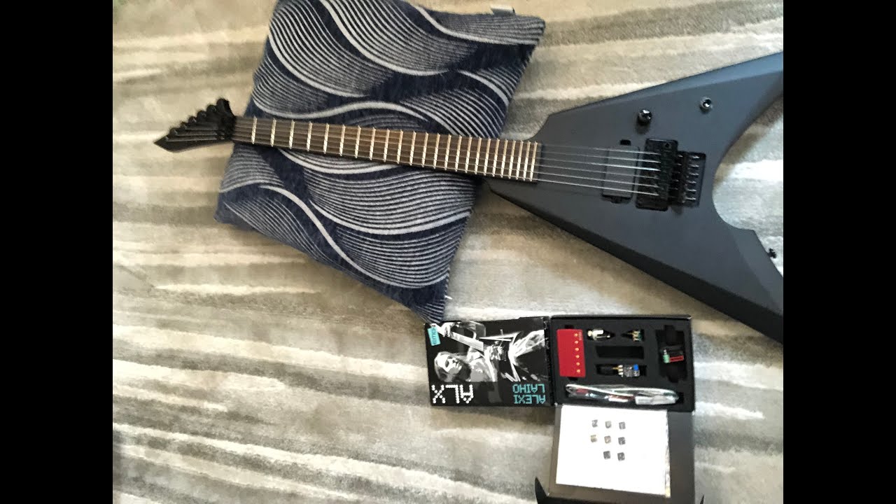 ESP LTD Black Metal Arrow Unboxing + Alexi Laiho ALX-HZ pickup install