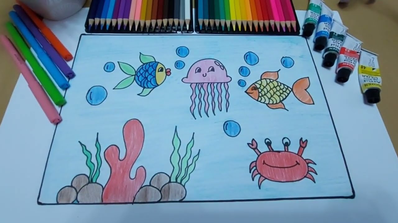رسم قاع البحار 👩🏻‍🎨🐠🦀🎣🐟🌊