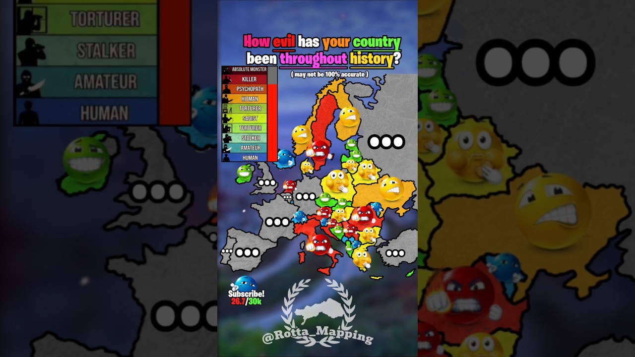 How evil has your country been throughout history? 😈🌏⏳️ #map #mapping #mapper #geography #europe ...