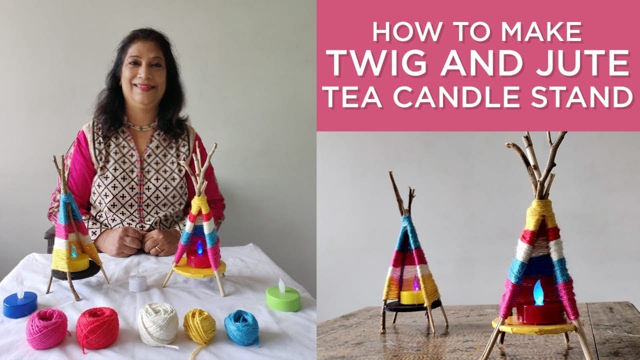 How to make Twig and Jute Tea Candle Stand | Seemas Art