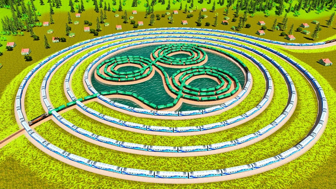 Rel Kereta Api Tiga Spiral Super Raksasa🚇Kereta Api Super Panjang Berputar Putar🚂Trainz Simulator 22
