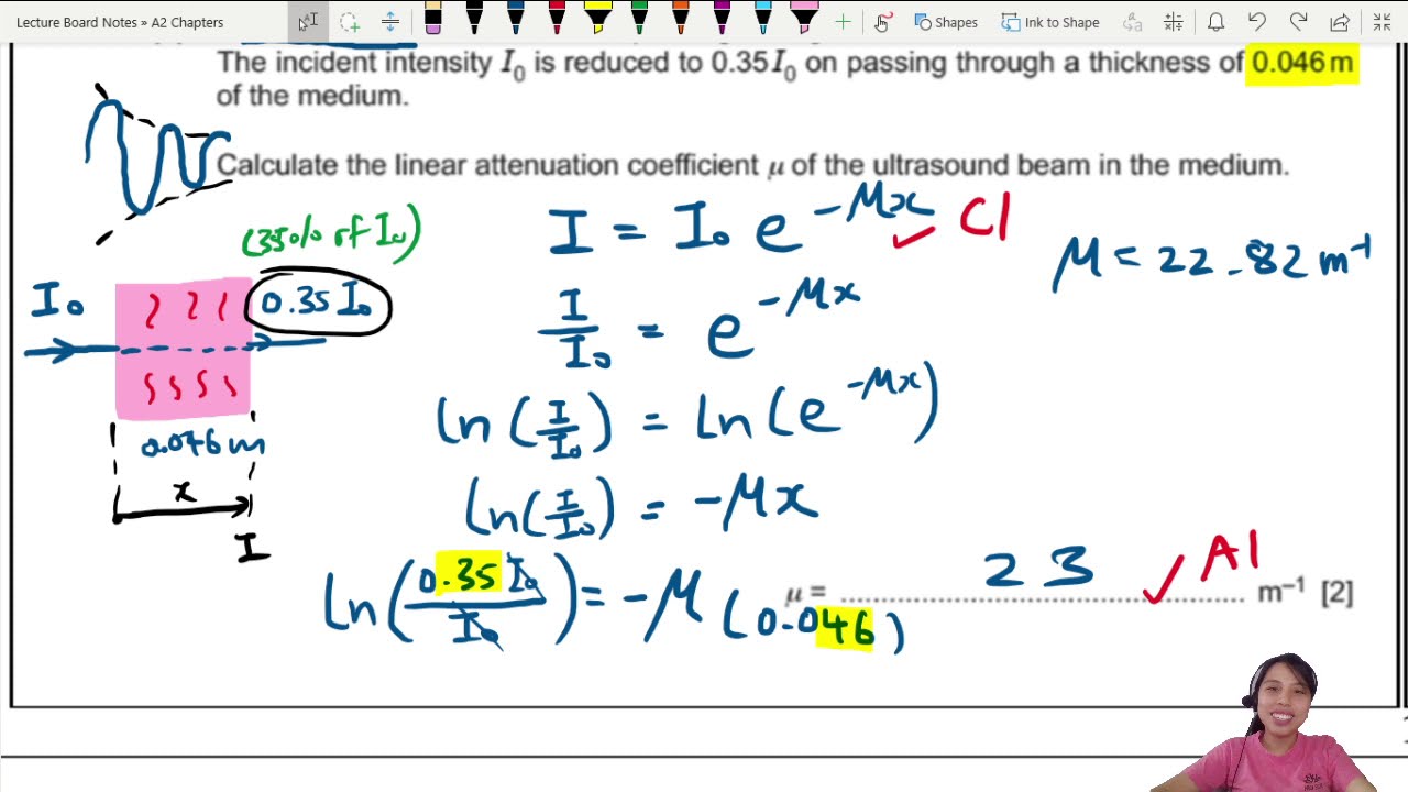 24.3c Ex1 MJ20 P41 Q4 Linear Attenuation Coefficient | A2 Medical Ultrasound | CAIE A Level Physics