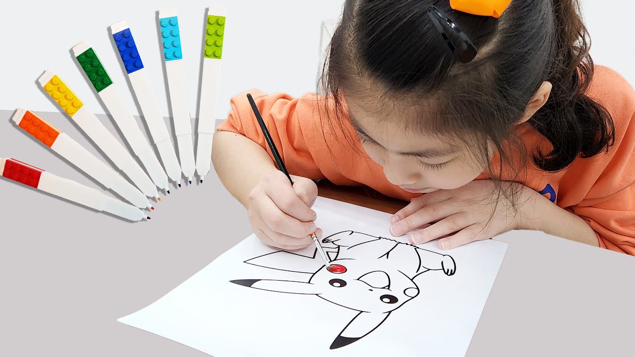 무지개 레고 싸인펜은 너무 편리해요!! 서은이의 학교에서 그림을 잘 그리는 방법 이야기 Drawing with Rainbow Lego Pen at the School