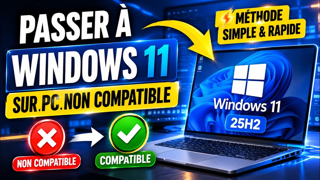 Passer à Windows 11 25H2 sur un PC non compatible – Méthode simple et rapide !
