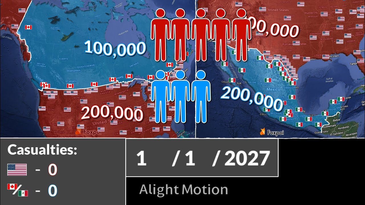 United States vs Canada, Mexico using Google Earth (Only Fiction!!!)