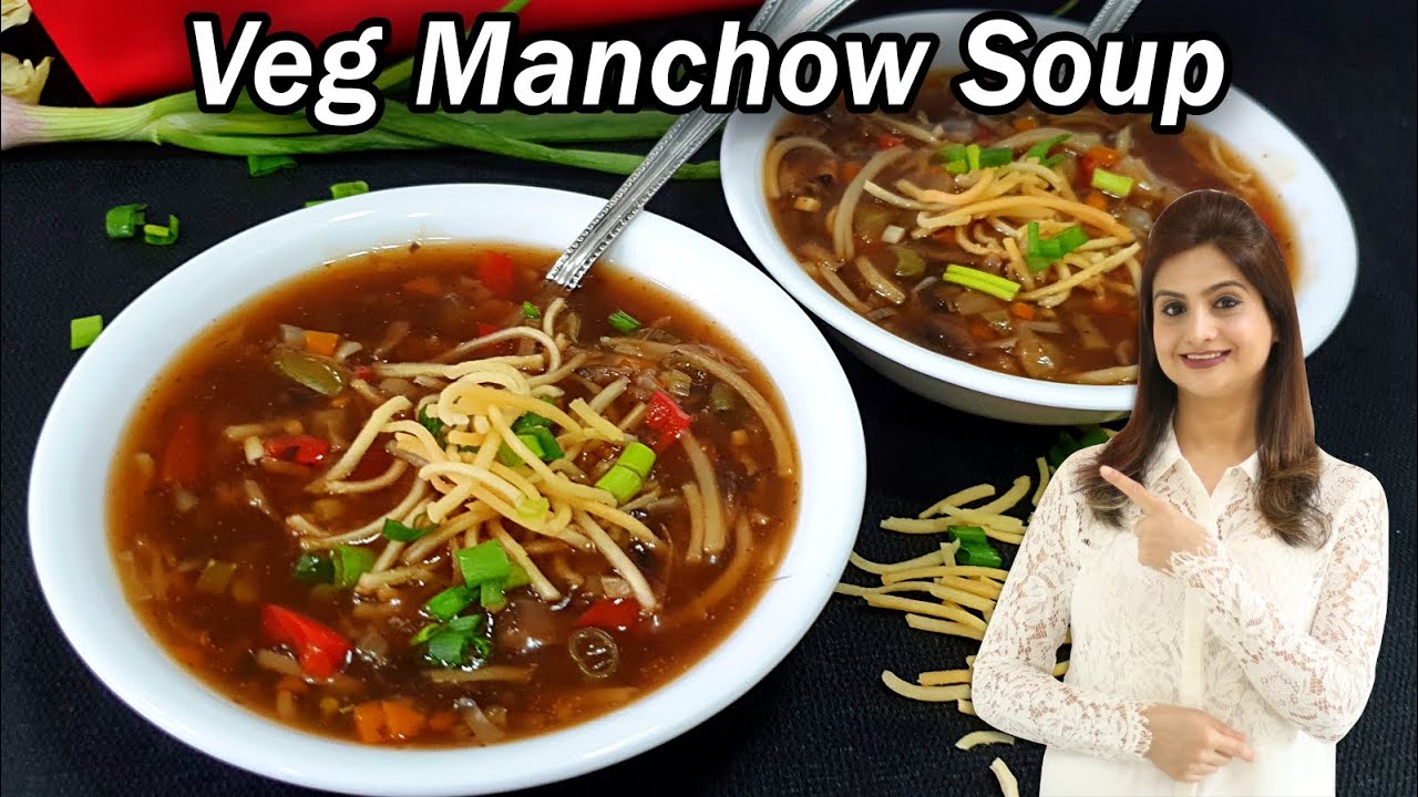 Restaurant Style Veg Manchow Soup Recipe - Healthy Spicy Soup Recipe | Kanak's Kitchen
