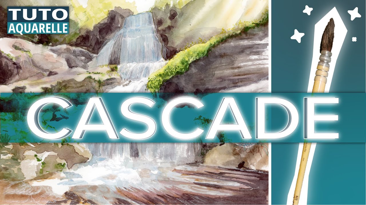 AQUARELLE - Peindre une Cascade - Démo complète commentée - cours d'aquarelle
