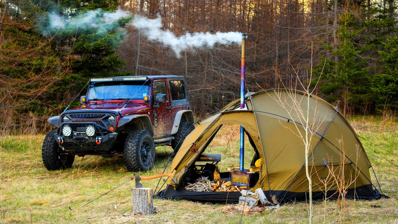 Hot Tent Camping With Overland Jeep
