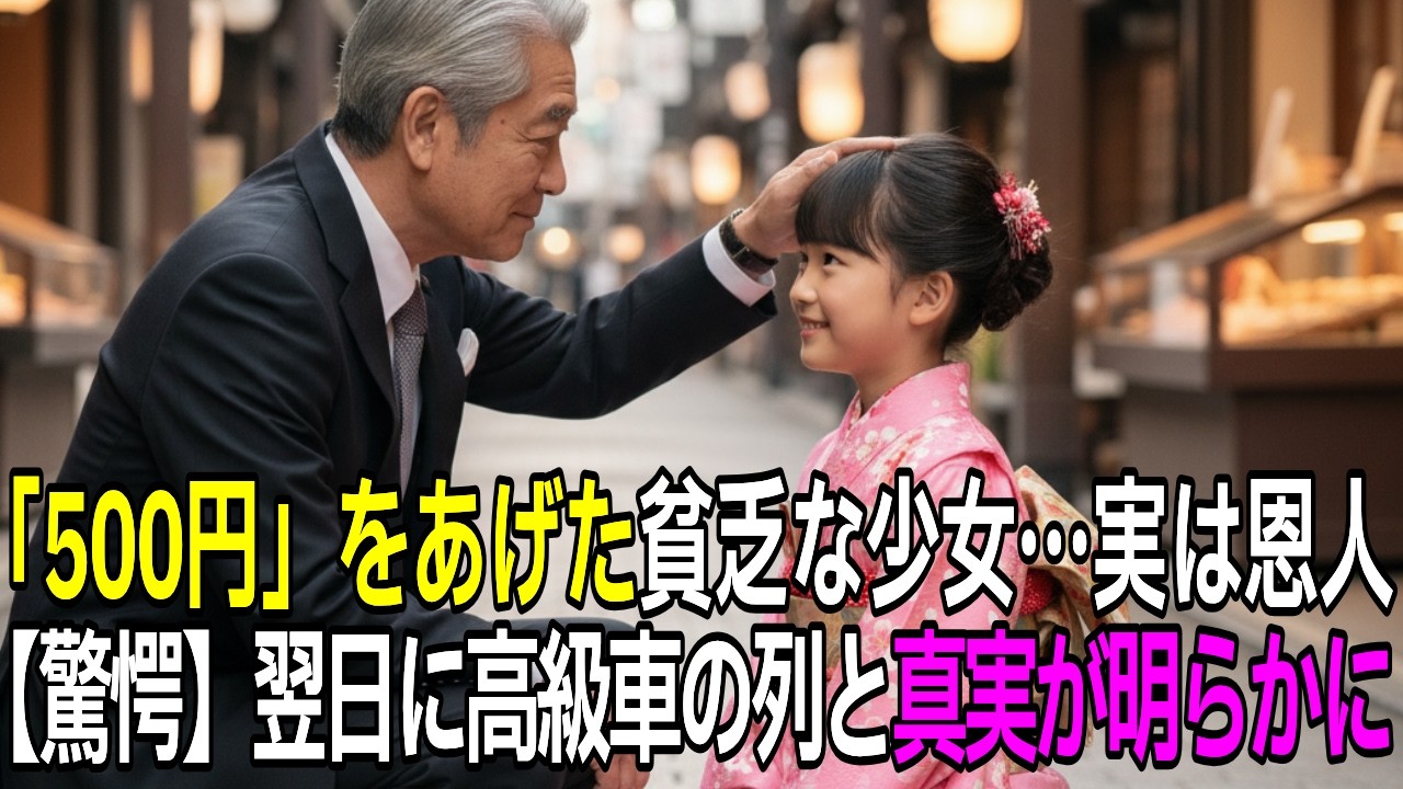 「この500円でお茶を…」亡き父の形見を渡した貧乏な少女、翌日、黒塗りの高級車が続々と現れ店長が絶句する事態に【感動する話】【朗読】