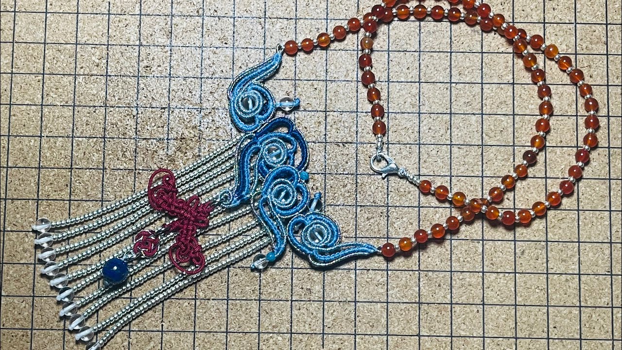 编绳云朵与蝙蝠饰品制作过程（四）/项链组合制作过程/macrame/knots/饰品制作