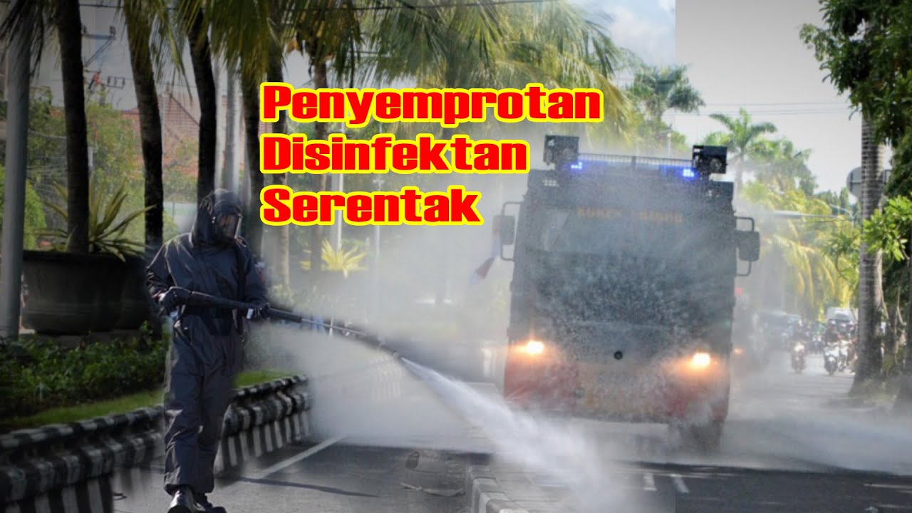 Penyemprotan Disinfektan Polda Bali Menyasar Pasar Dan Jalan Raya