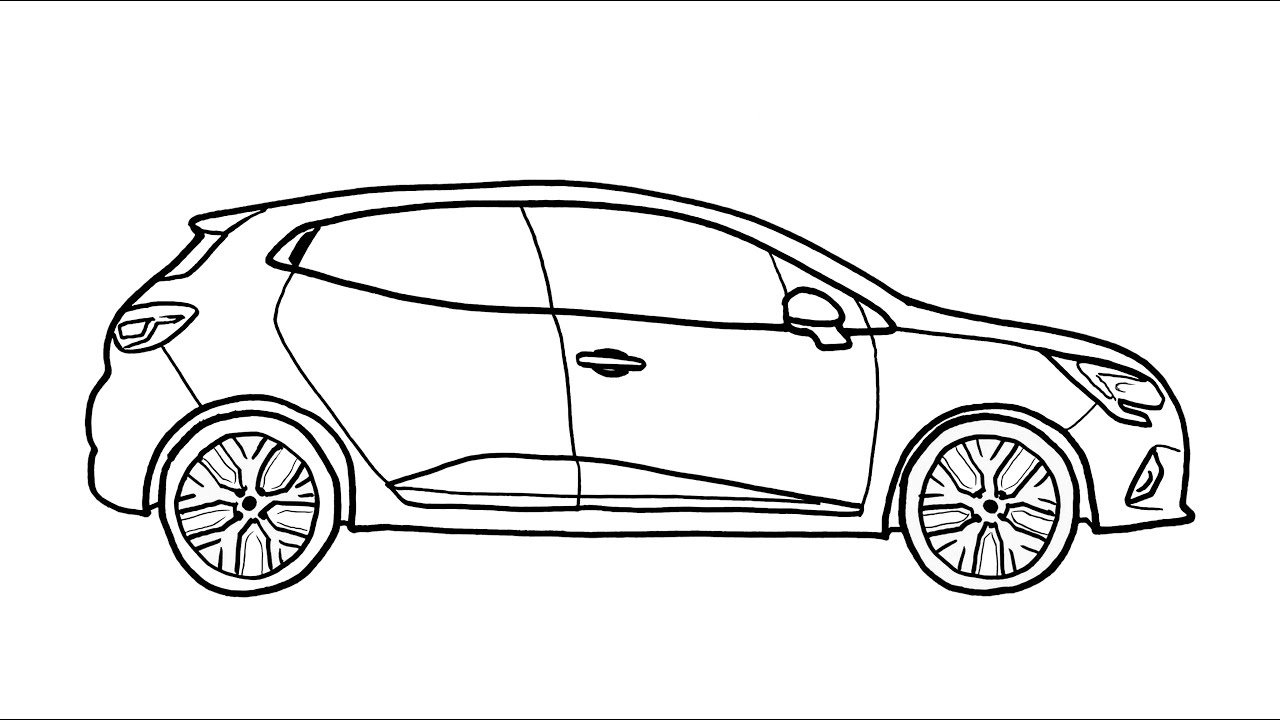 How To Draw Renault Clio 5 - Renault Clio Car Drawing - Easy Car Drawing 2022