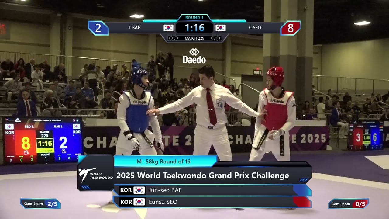 229 Round of 16 M  58kg KOR J  BAE KOR E  SEO PGM