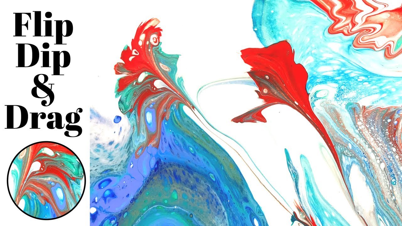 Fluid ART Flip, Dip and Drag Techniques with String & Acrylic Pouring